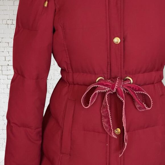 Juicy Couture Vintage Y2K Red Down Puffer Jacket Parka Coat Sz L Puffed Sleeve - Picture 3 of 11